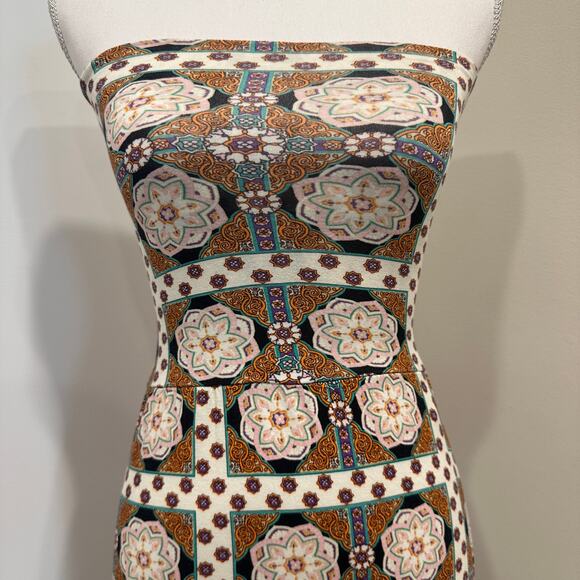 Voom by Joy Han VTG 00s Tiered Maxi Skirt Strapless Dress Geometric Mod Boho XS - Picture 8 of 12